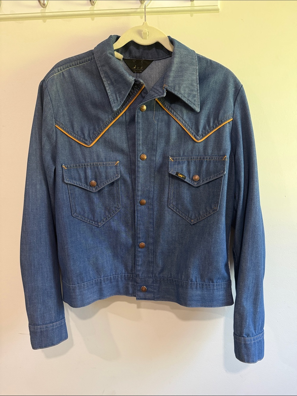 Lee Blue Denim Western Jacket with Tan Piping